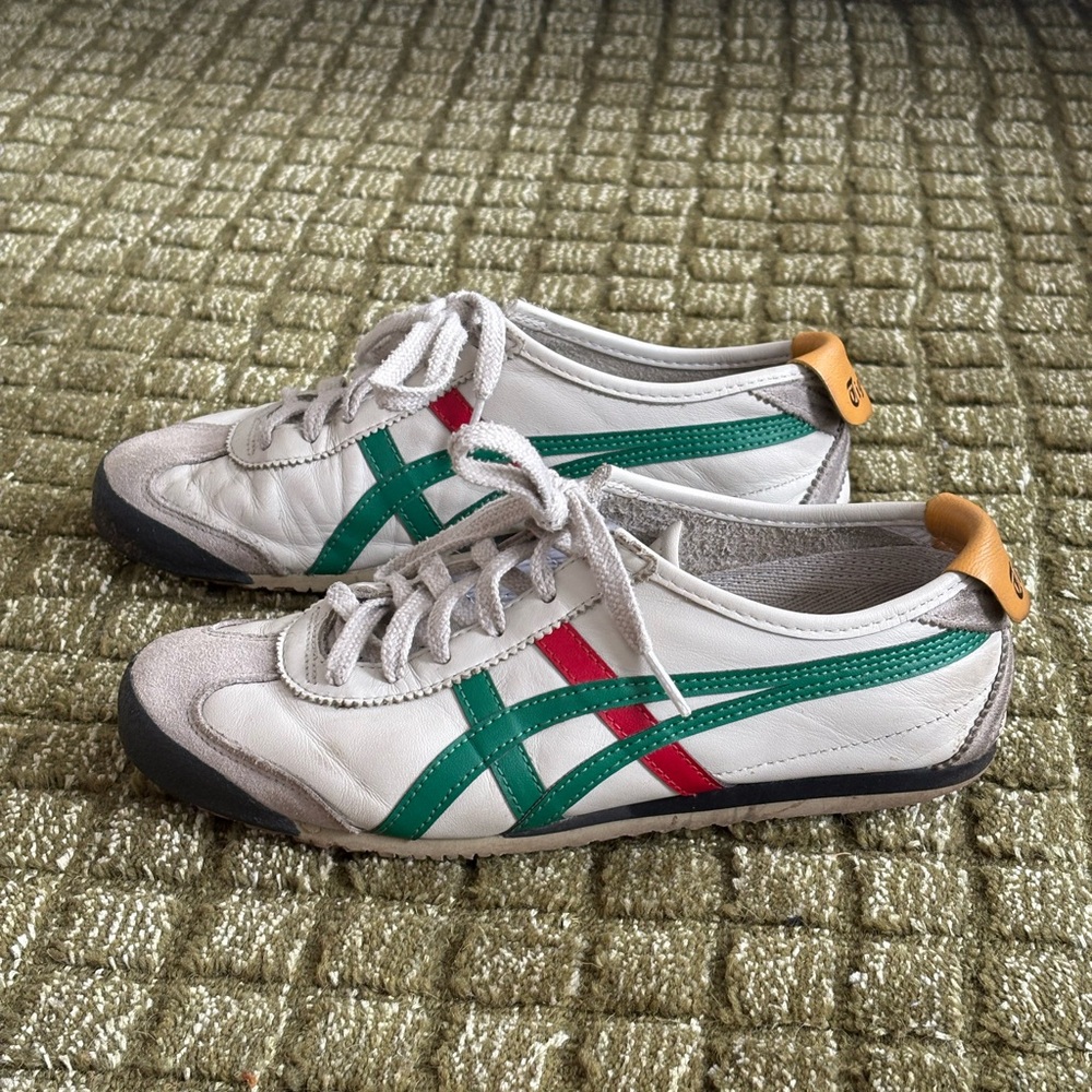 Onitsuka Tiger White and Green Athletic Shoes